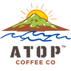 ATOP Coffee co logo representing enjoying coffee any time any place with compostable coffee bags