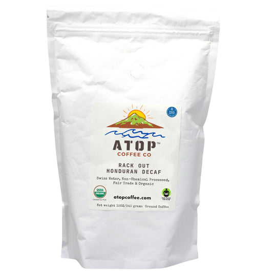 Rack Out Honduran Certified Fair Trade & USDA Organic Decaf Coffee in 100% Compostable 12oz Bag